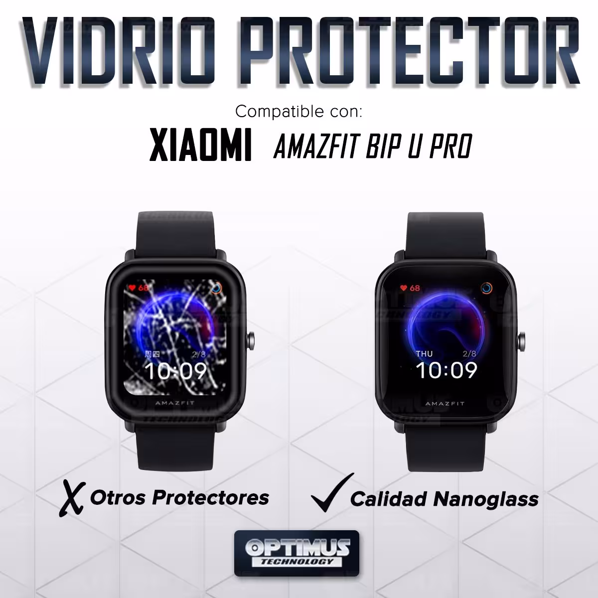 Vidrio Templado Cerámico Nanoglass Para Reloj Smartwatch Xiaomi Amazfit bip U Pro