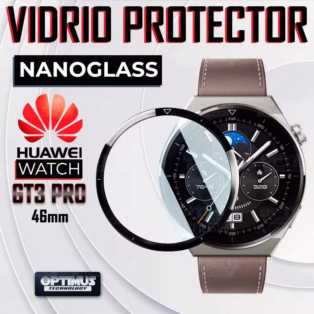 Vidrio Templado Cerámico Nanoglass Para Reloj Smartwatch Huawei Watch GT3 Pro 46mm | OPTIMUS TECHNOLOGY™ | VTP-CR-HW-GT3-PRO |