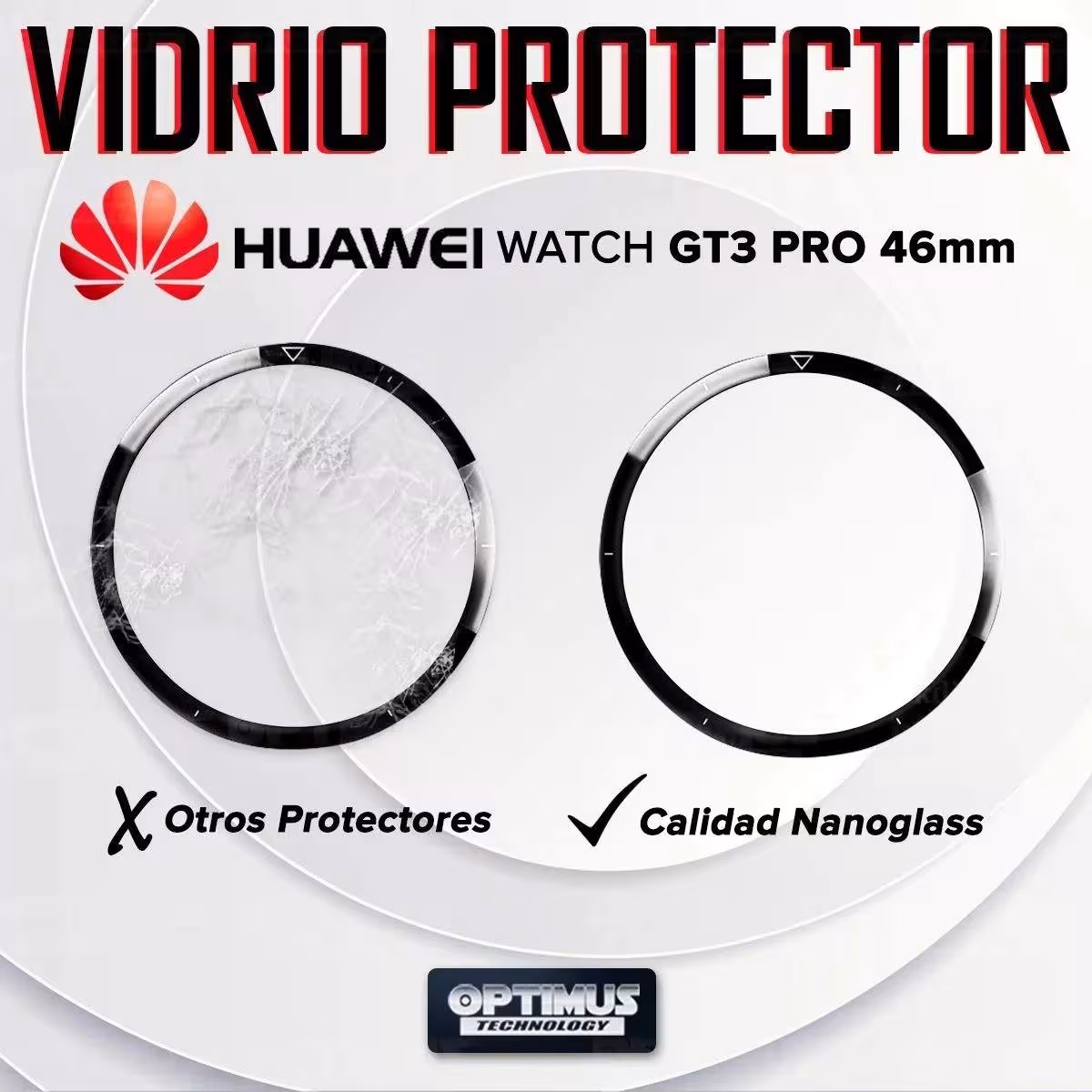 Vidrio Templado Cerámico Nanoglass Para Reloj Smartwatch Huawei Watch GT3 Pro 46mm | OPTIMUS TECHNOLOGY™ | VTP-CR-HW-GT3-PRO |