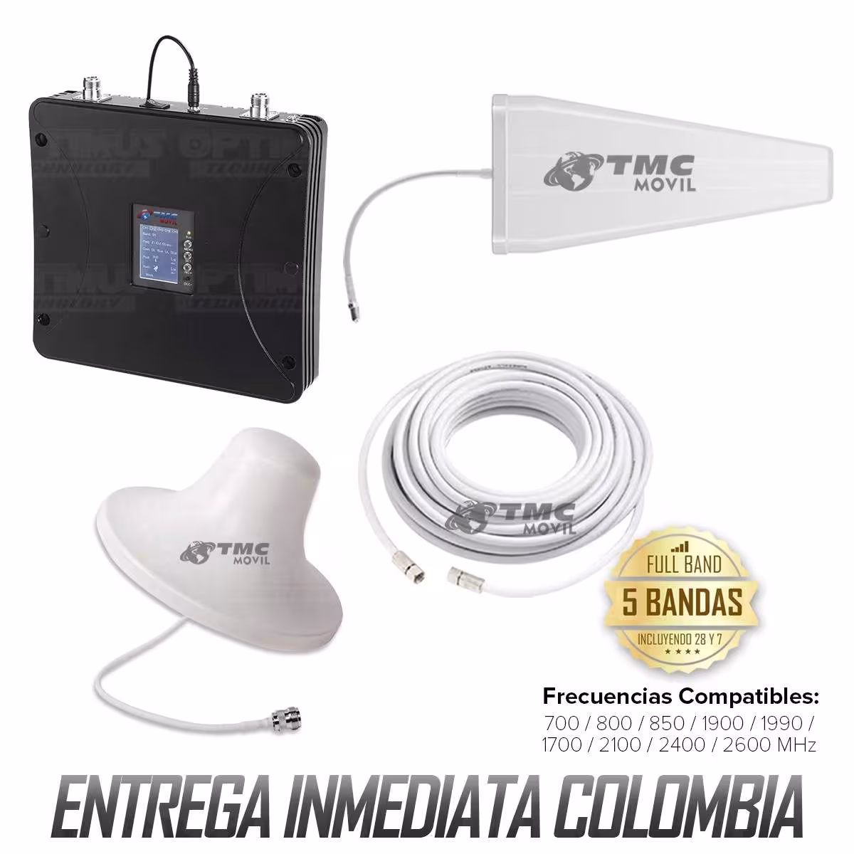 KIT Amplificador De Señal Celular TMC Signal PRO Repetidor Redes 4GLTE con antenas FULL BAND 700 - 2600 MHz TMC MOVIL - 2