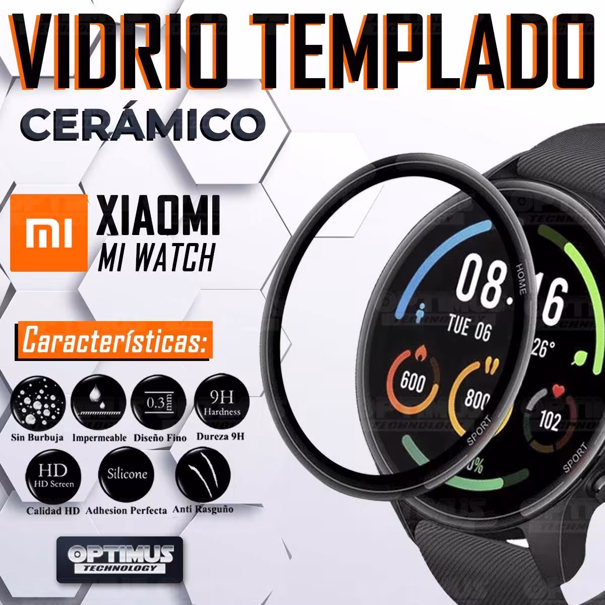Vidrio Templado Cerámico Nanoglass Para Reloj Smartwatch Xiaomi Mi Watch | OPTIMUS TECHNOLOGY™ | VTP-CR-XMI-MW |