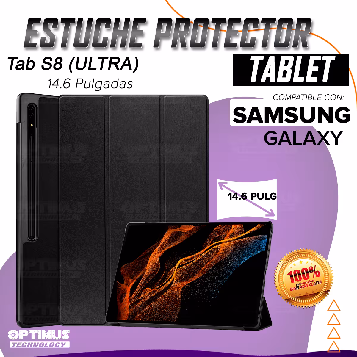 Estuche Case Forro Protector Con Tapa Para Tablet Samsung Galaxy Tab S8 Ultra 14.6 Pulgadas | OPTIMUS TECHNOLOGY™ | SGTS8U-351 |