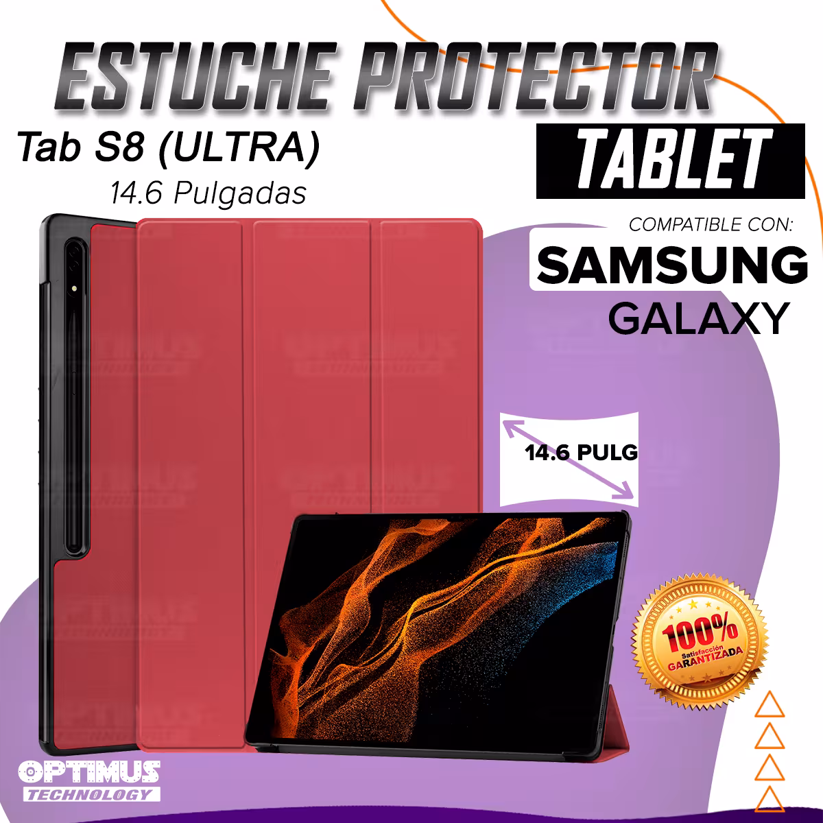 Estuche Case Forro Protector Con Tapa Para Tablet Samsung Galaxy Tab S8 Ultra 14.6 Pulgadas | OPTIMUS TECHNOLOGY™ | SGTS8U-351 |