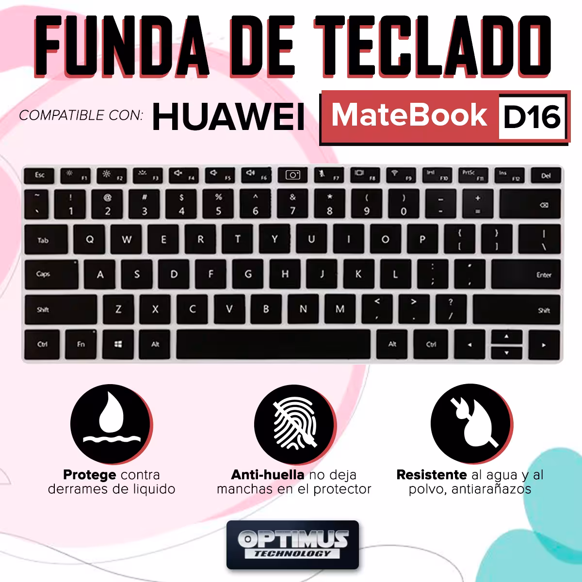 Membrana de Película Protectora en Silicona Suave para Teclado portátil para Huawei Matebook D16 OPTIMUS TECHNOLOGY™ - 5