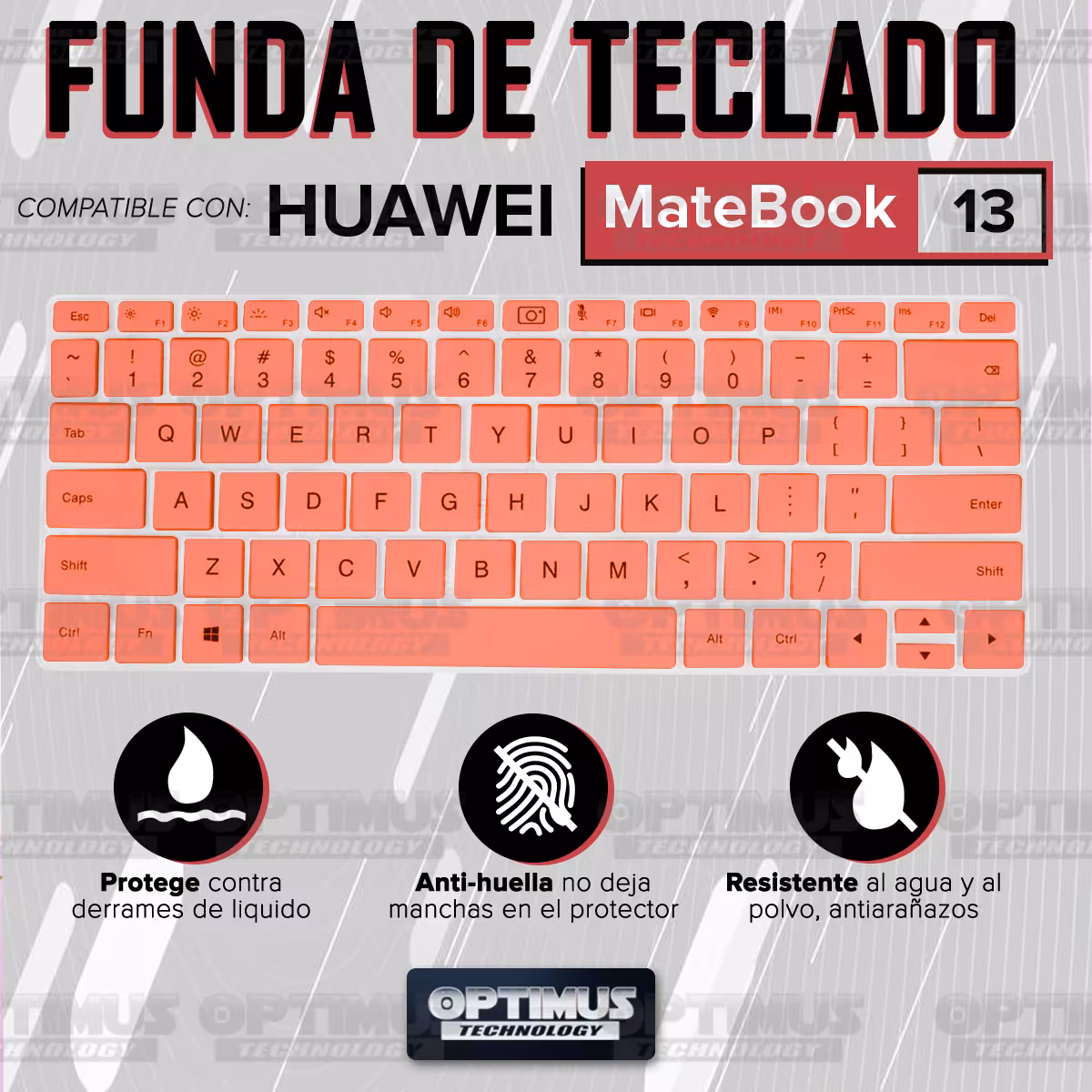 Membrana de Película Protectora en Silicona Suave para Teclado portátil para Huawei Matebook 13 OPTIMUS TECHNOLOGY™ - 6
