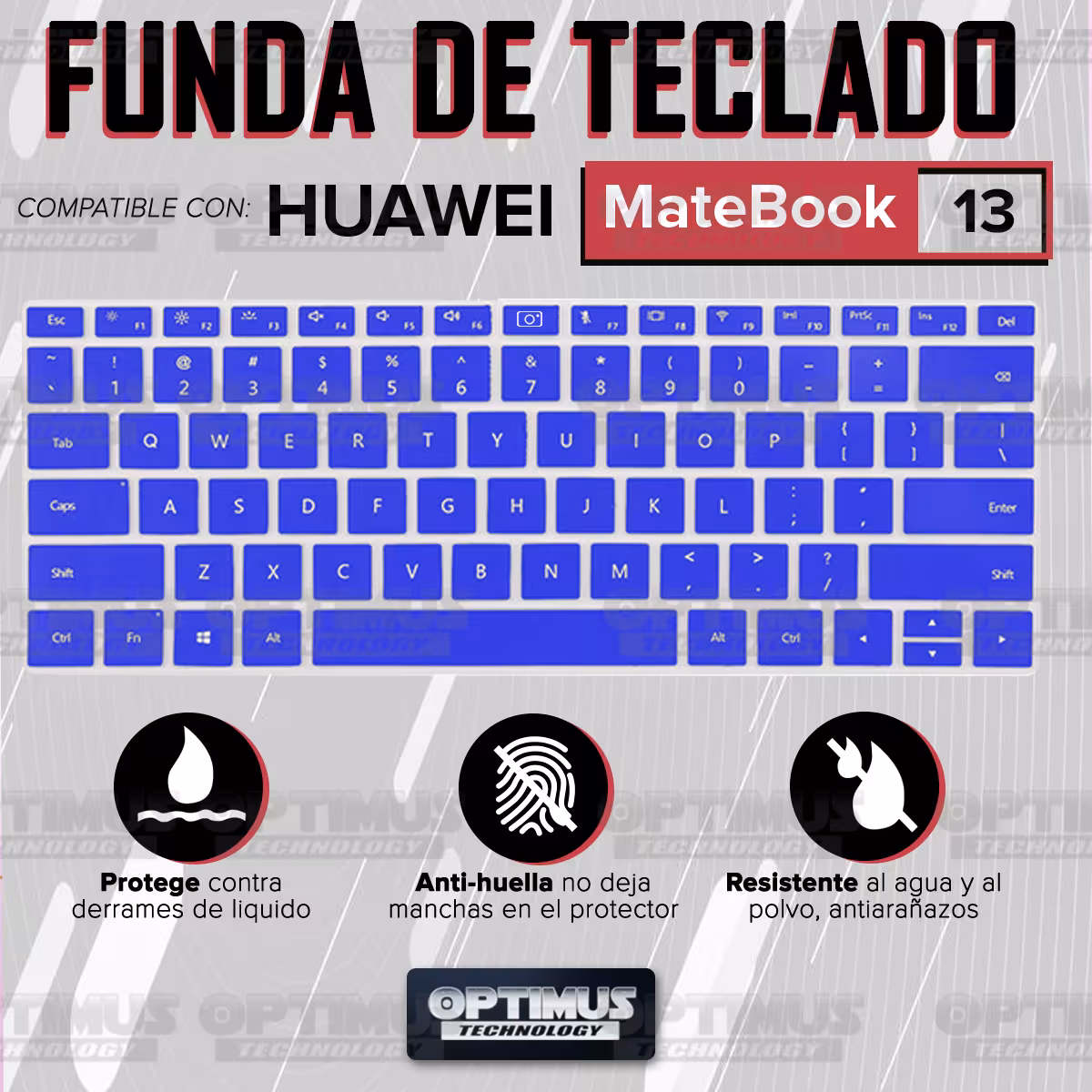 Membrana de Película Protectora en Silicona Suave para Teclado portátil para Huawei Matebook 13 OPTIMUS TECHNOLOGY™ - 4