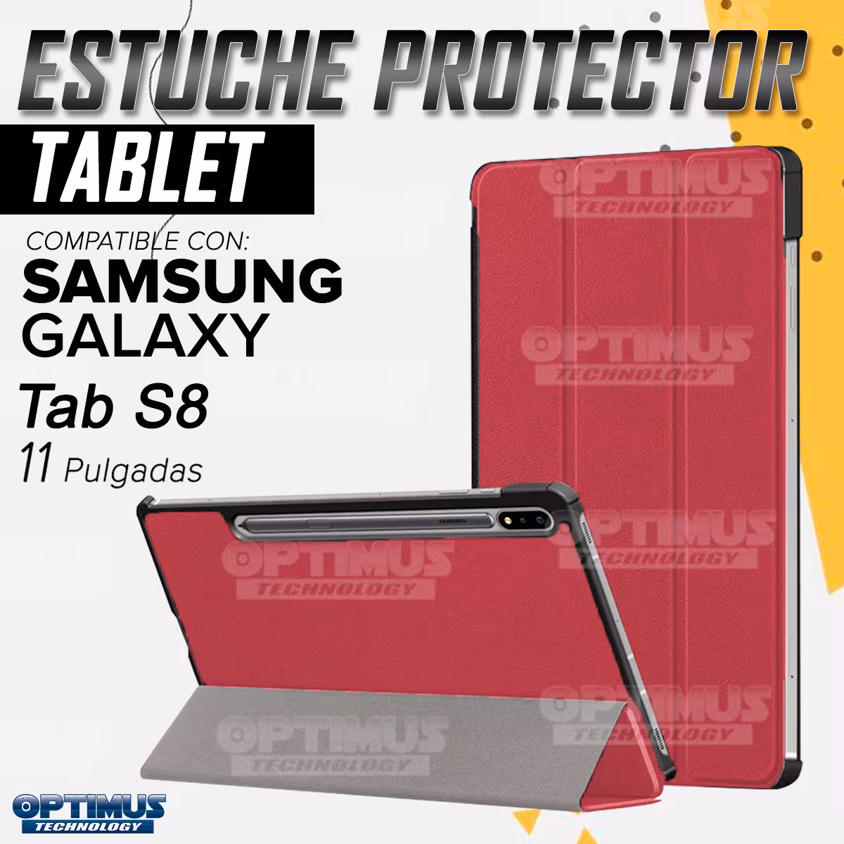 Case Forro protector tapa para Samsung Galaxy Tab S8 11 Pug | OPTIMUS TECHNOLOGY™ | SGTS811-200 |