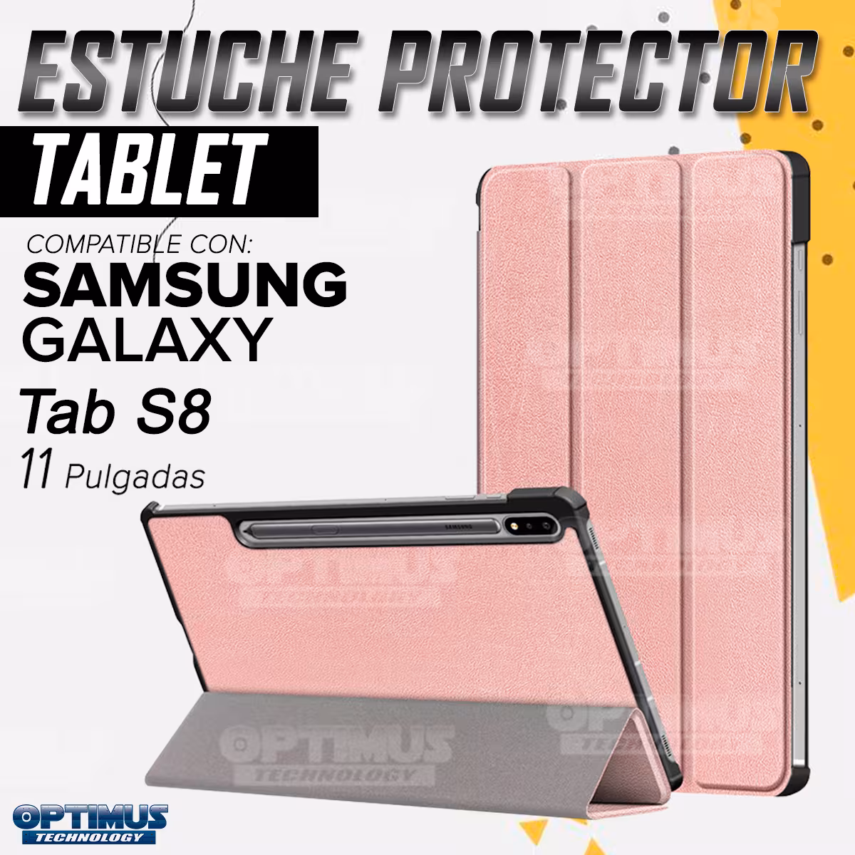 Estuche tapa + Teclado portátil para Samsung Tablet S8 11 Pulgadas | OPTIMUS TECHNOLOGY™ | SGS811-500 |