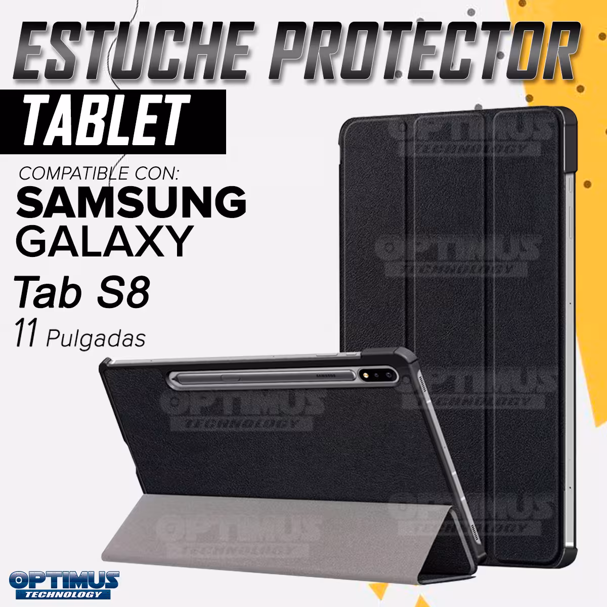 Estuche tapa + Teclado portátil para Samsung Tablet S8 11 Pulgadas | OPTIMUS TECHNOLOGY™ | SGS811-500 |