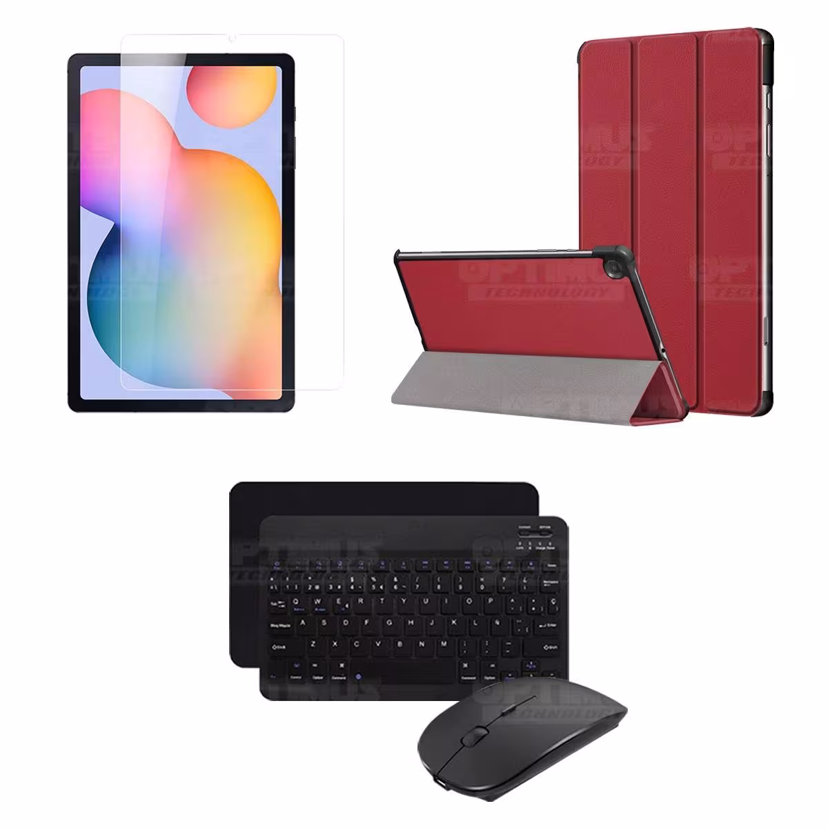 Kit Vidrio templado + Case Protector + Teclado y Mouse Bluetooth Tablet Samsung Galaxy Tab S6 Lite 10.4 2022 P619 - P613 OPTIMUS