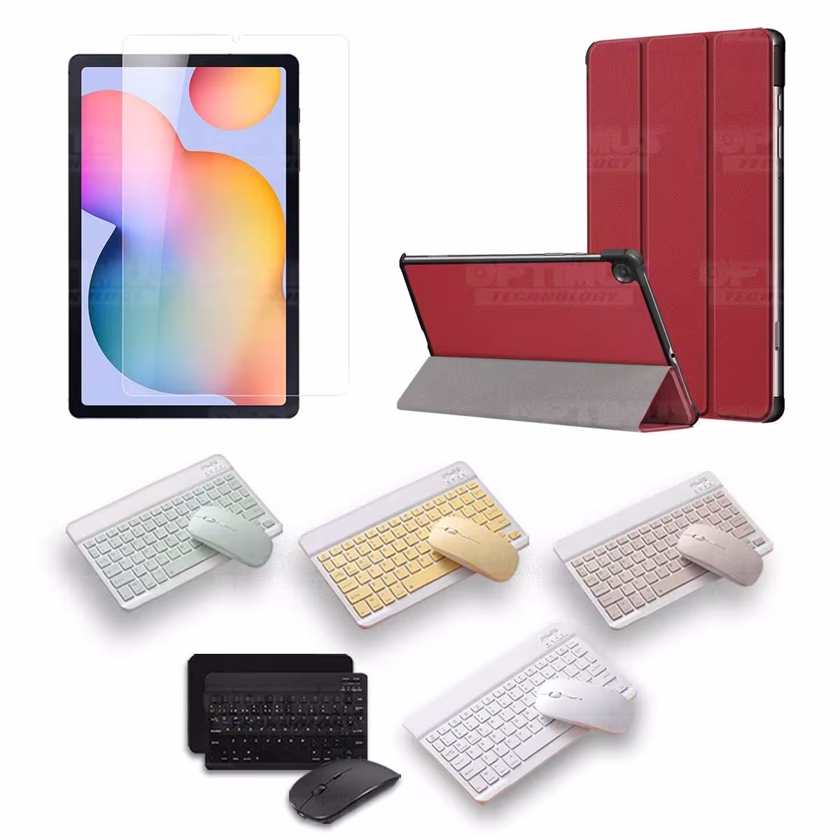 Kit Vidrio templado + Case Protector + Teclado y Mouse Bluetooth Tablet Samsung Galaxy Tab S6 Lite 10.4 2022 P619 - P613 OPTIMUS