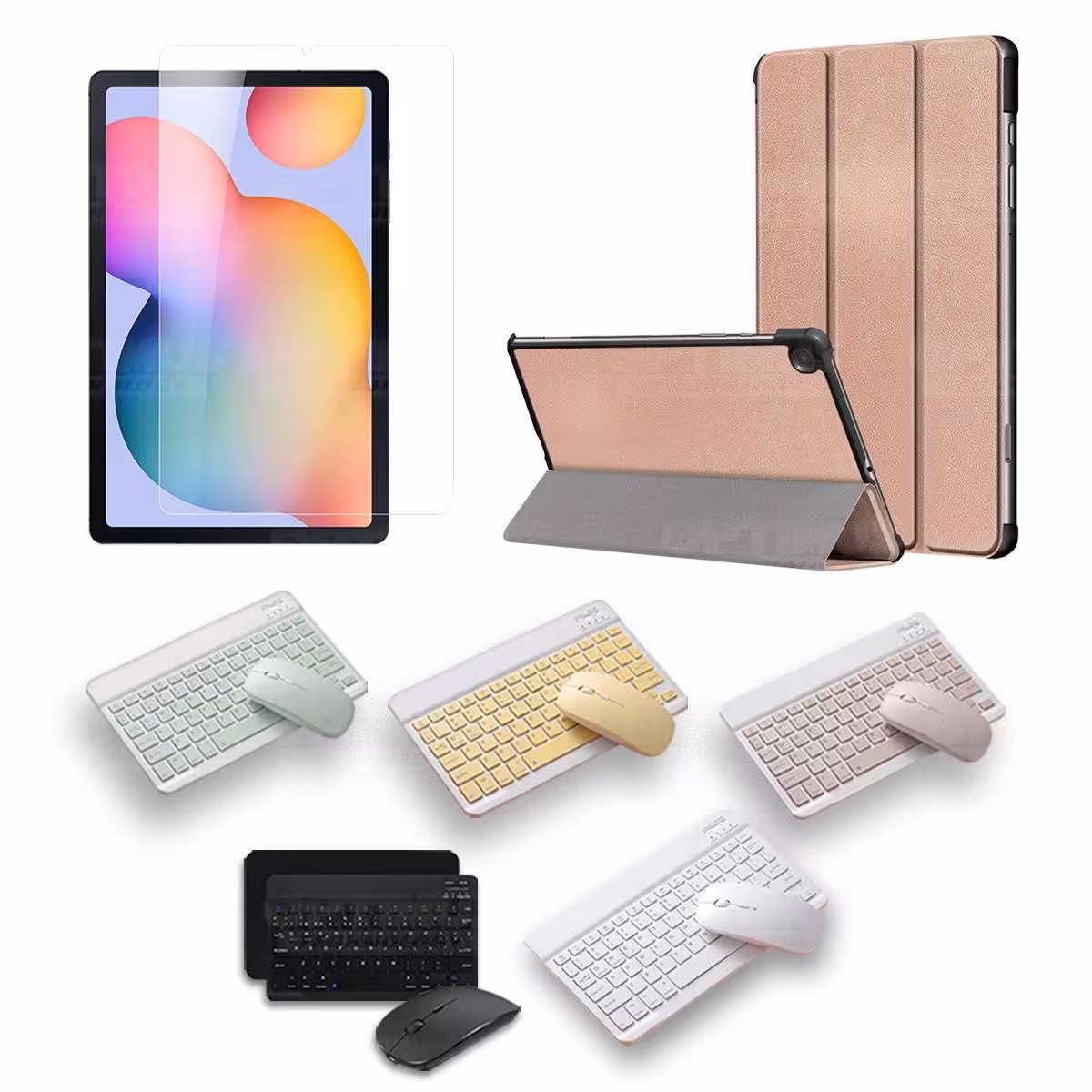 Kit Vidrio templado + Case Protector + Teclado y Mouse Bluetooth Tablet Samsung Galaxy Tab S6 Lite 10.4 2022 P619 - P613 OPTIMUS