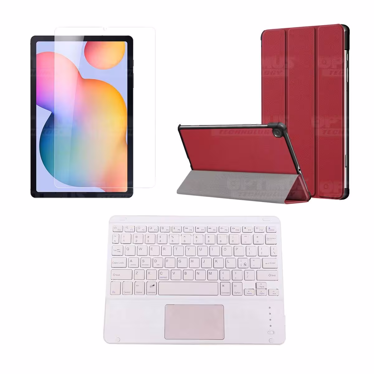 Kit Vidrio templado + Case Protector + Teclado Touchpad Bluetooth Tablet Samsung Galaxy Tab S6 Lite 10.4 2022 P619 - P613 OPTIMU