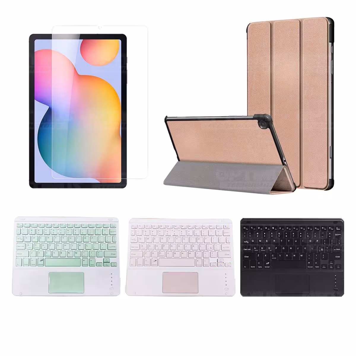 Kit Vidrio templado + Case Protector + Teclado Touchpad Bluetooth Tablet Samsung Galaxy Tab S6 Lite 10.4 2022 P619 - P613 OPTIMU