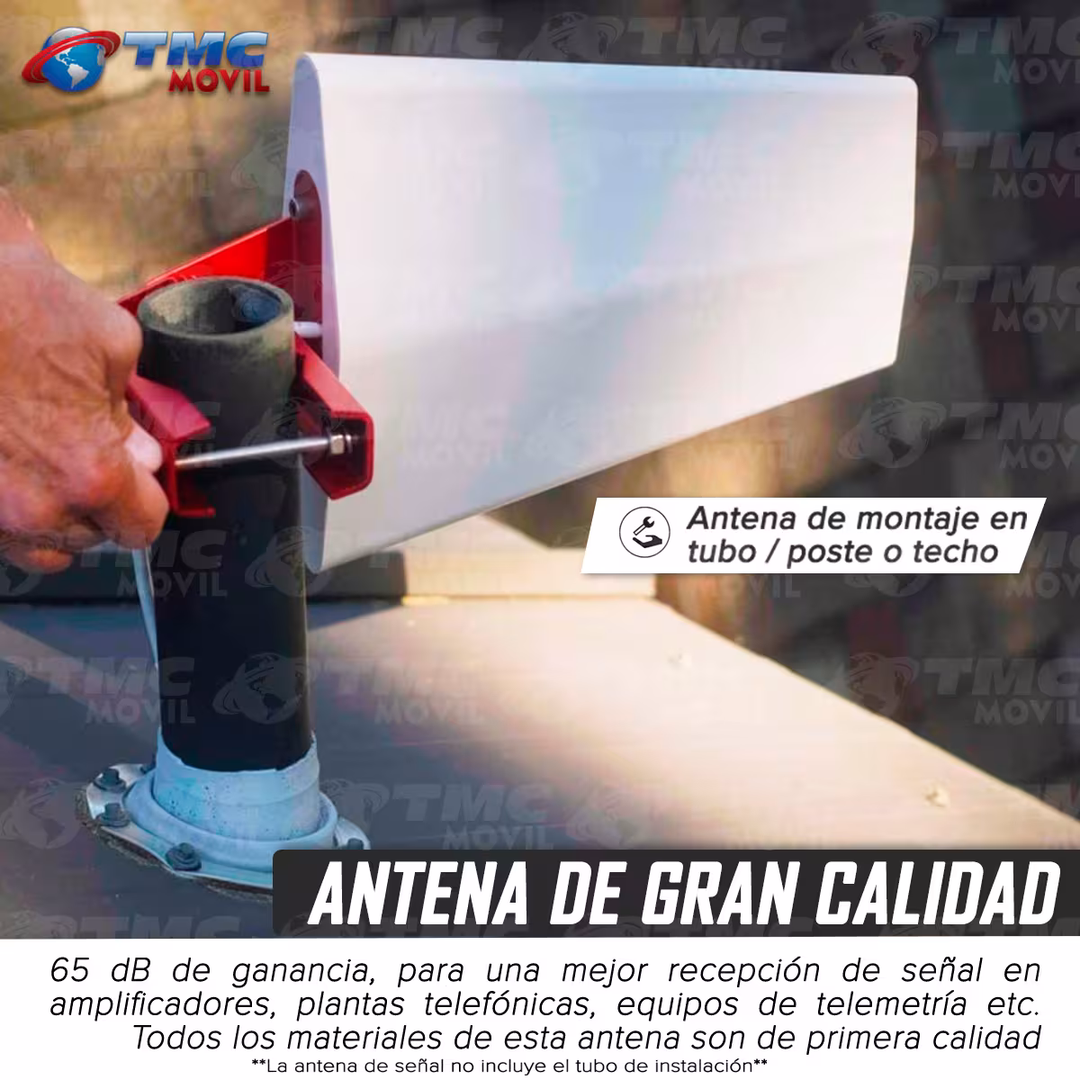 Antena Yagi Direccional Amplificadora de señal CuatriBand New 4GLTE 65dB 700 - 2700 MHz + 15 metros de cable RG-6