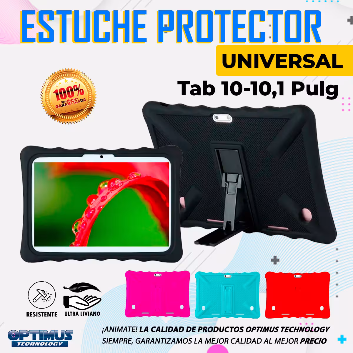 Estuche Case Protector De Goma Tablet Universal 10 Pulgadas Anti Golpes Con Soporte