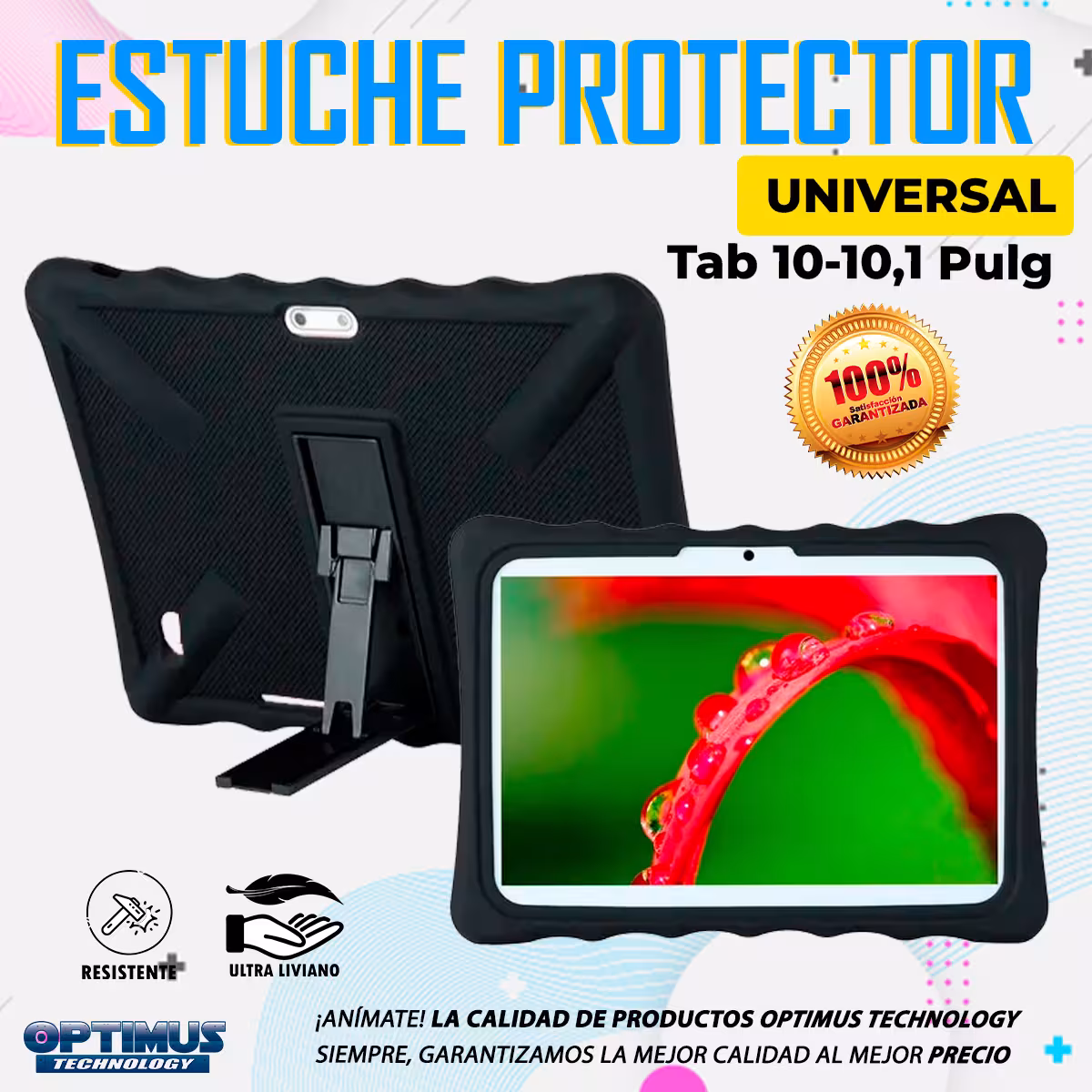 Estuche Case Protector De Goma Tablet Universal 10 Pulgadas Anti Golpes Con Soporte