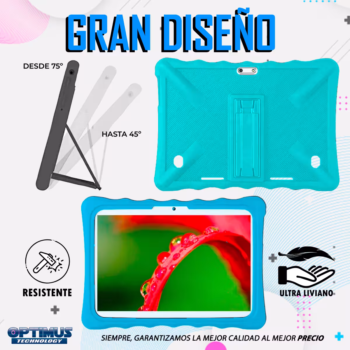 Estuche Case Protector De Goma Tablet Universal 10 Pulgadas Anti Golpes Con Soporte