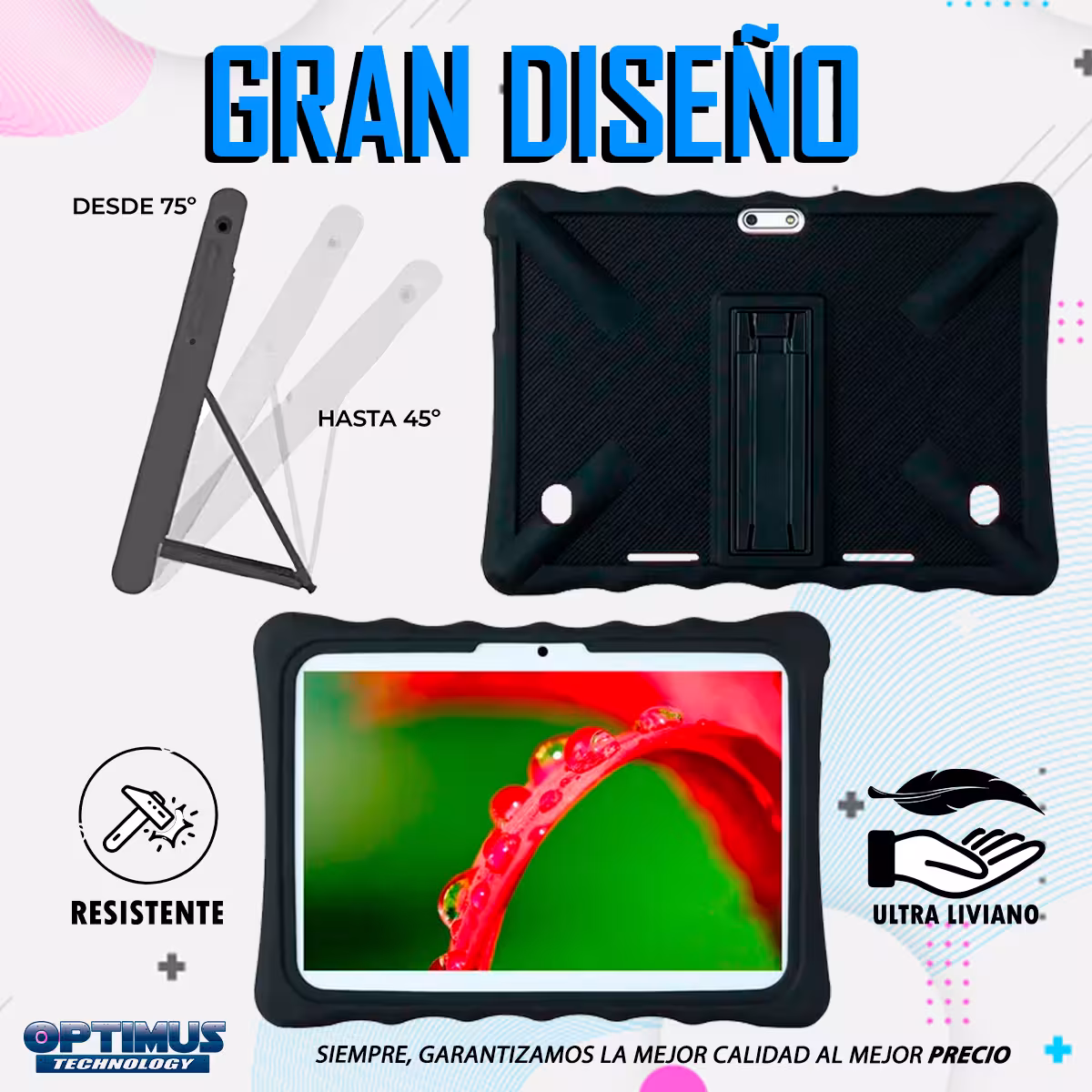 Estuche Case Protector De Goma Tablet Universal 10 Pulgadas Anti Golpes Con Soporte