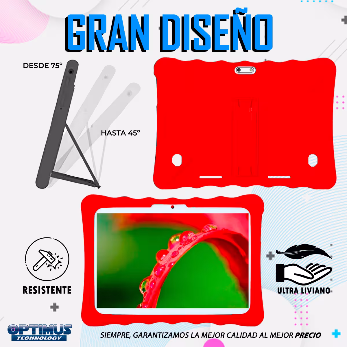 Estuche Case Protector De Goma Tablet Universal 10 Pulgadas Anti Golpes Con Soporte