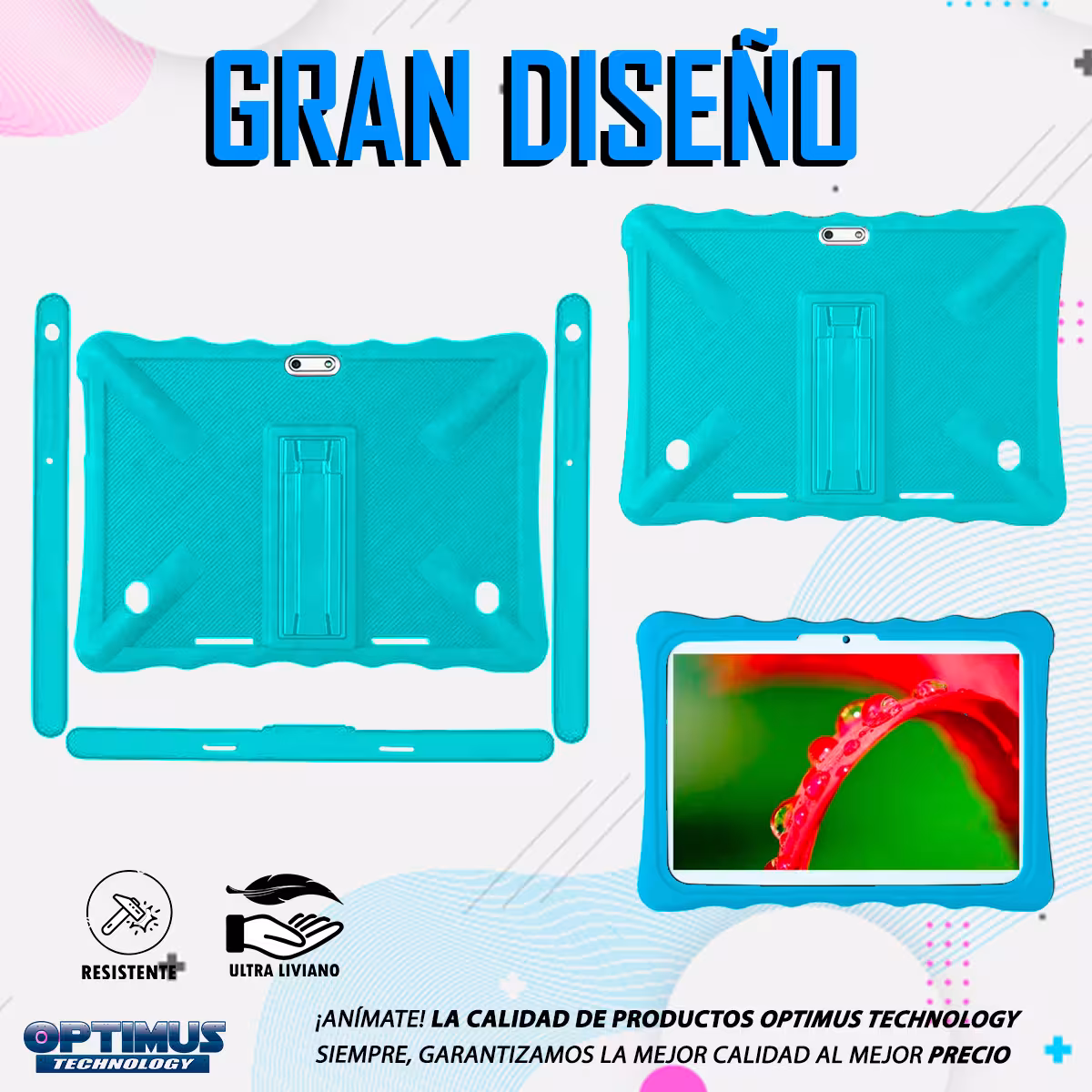 Estuche Case Protector De Goma Tablet Universal 10 Pulgadas Anti Golpes Con Soporte