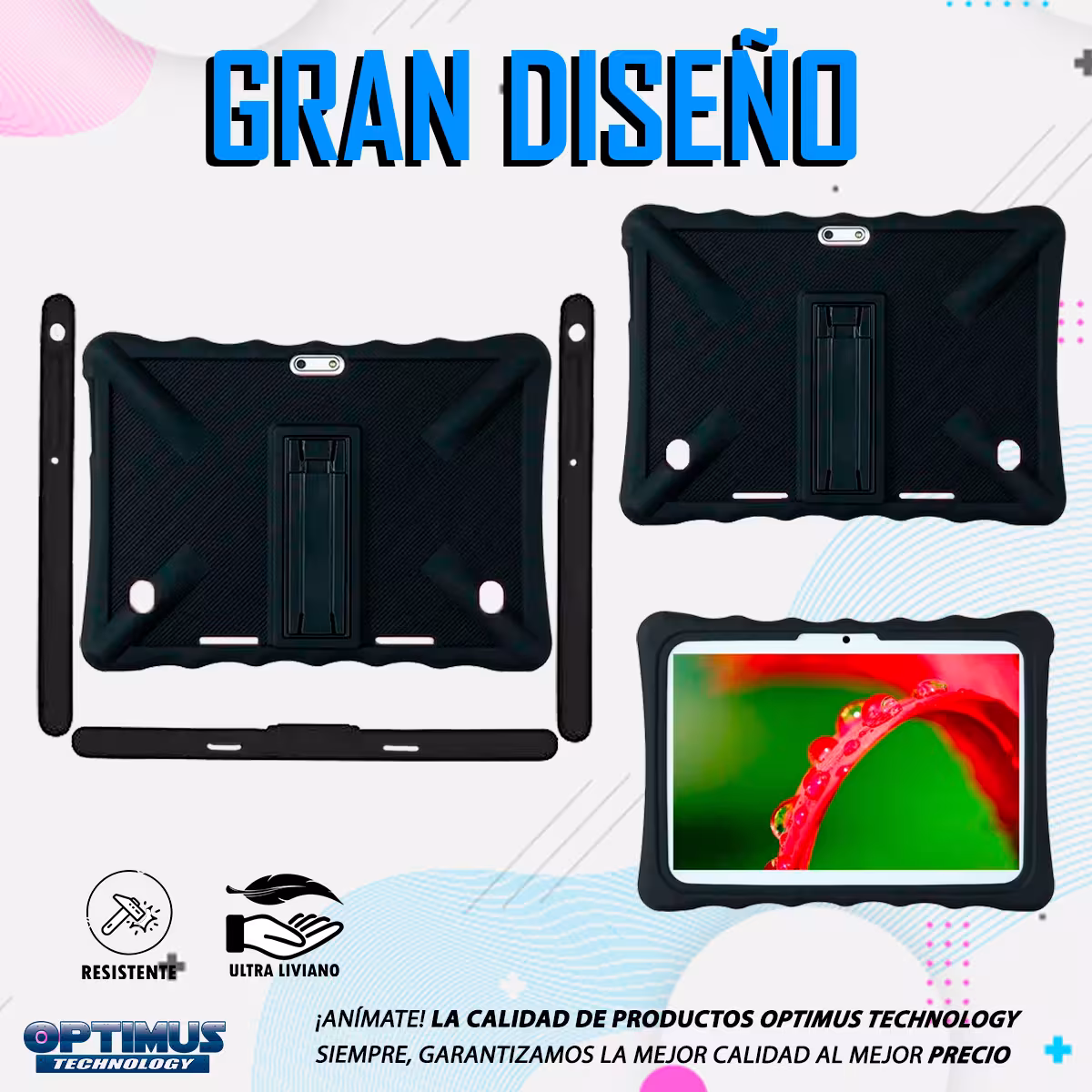 Estuche Case Protector De Goma Tablet Universal 10 Pulgadas Anti Golpes Con Soporte