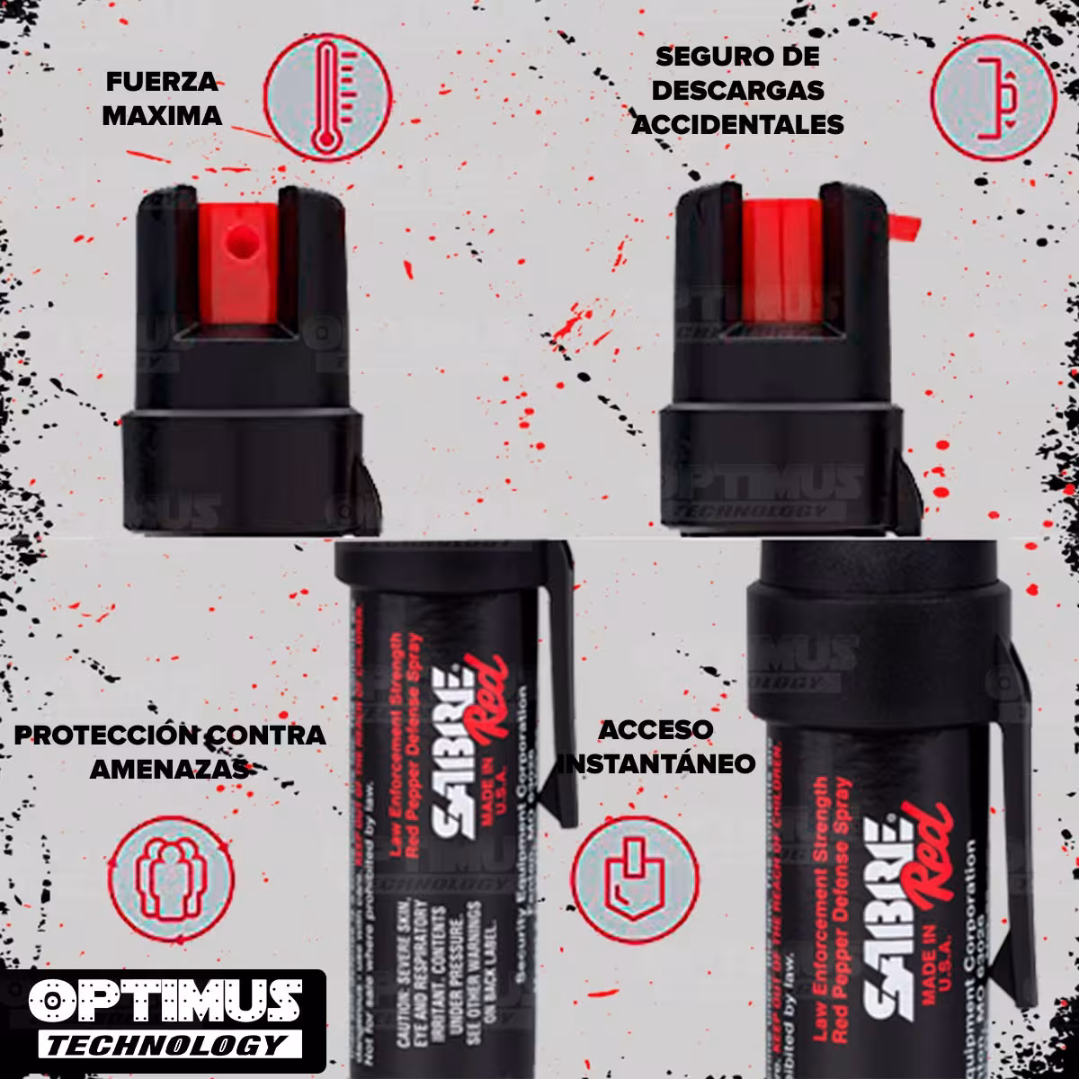 Spray Gas Pimienta, Portátil Lacrimógeno de Defensa Personal Marca Sabre