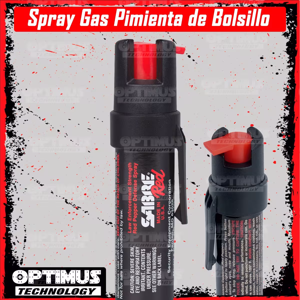 Spray Gas Pimienta, Portátil Lacrimógeno de Defensa Personal Marca Sabre