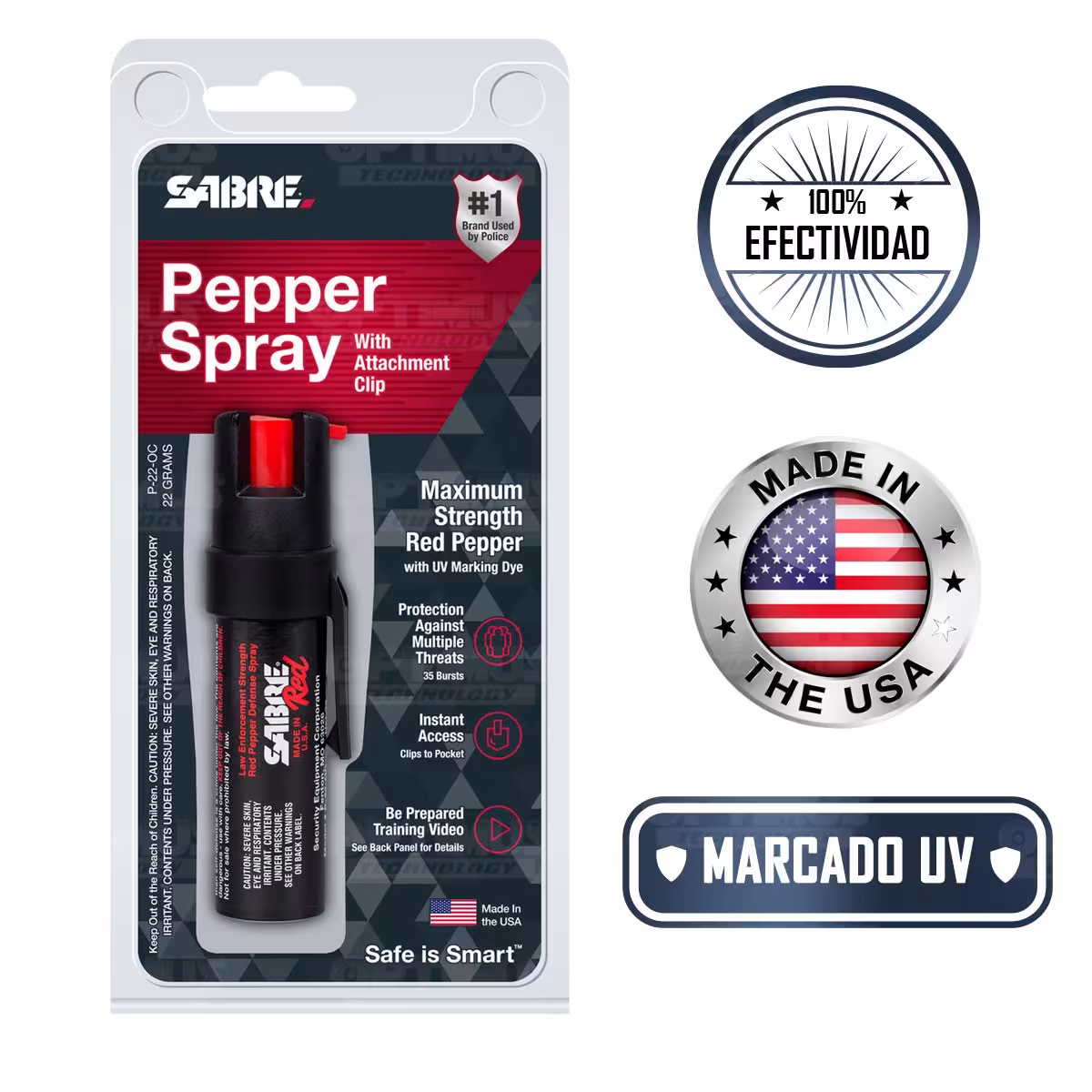 Spray Gas Pimienta, Portátil Lacrimógeno de Defensa Personal Marca Sabre