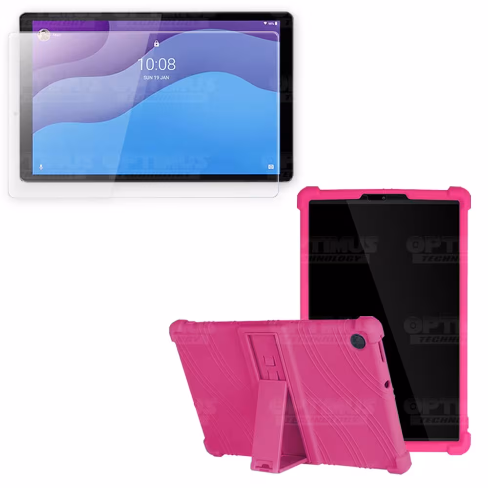 Kit Vidrio templado y Estuche Protector de goma antigolpes con soporte Tablet Lenovo M10 HD TB-X306 OPTIMUS TECHNOLOGY™ - 16