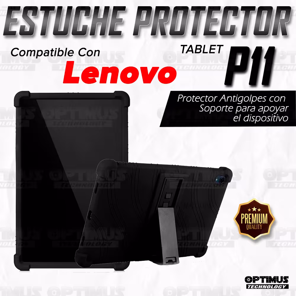 Kit Vidrio templado y Estuche Protector de goma antigolpes con soporte Tablet Lenovo P11