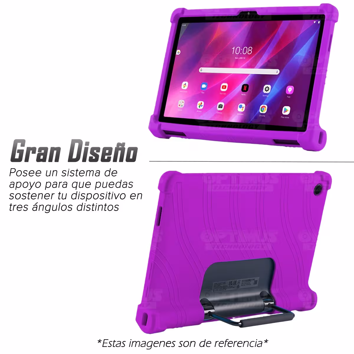 Kit Vidrio templado y Estuche Protector de goma antigolpes con soporte Tablet Lenovo Yoga Tab 11 2021 YT-J706F