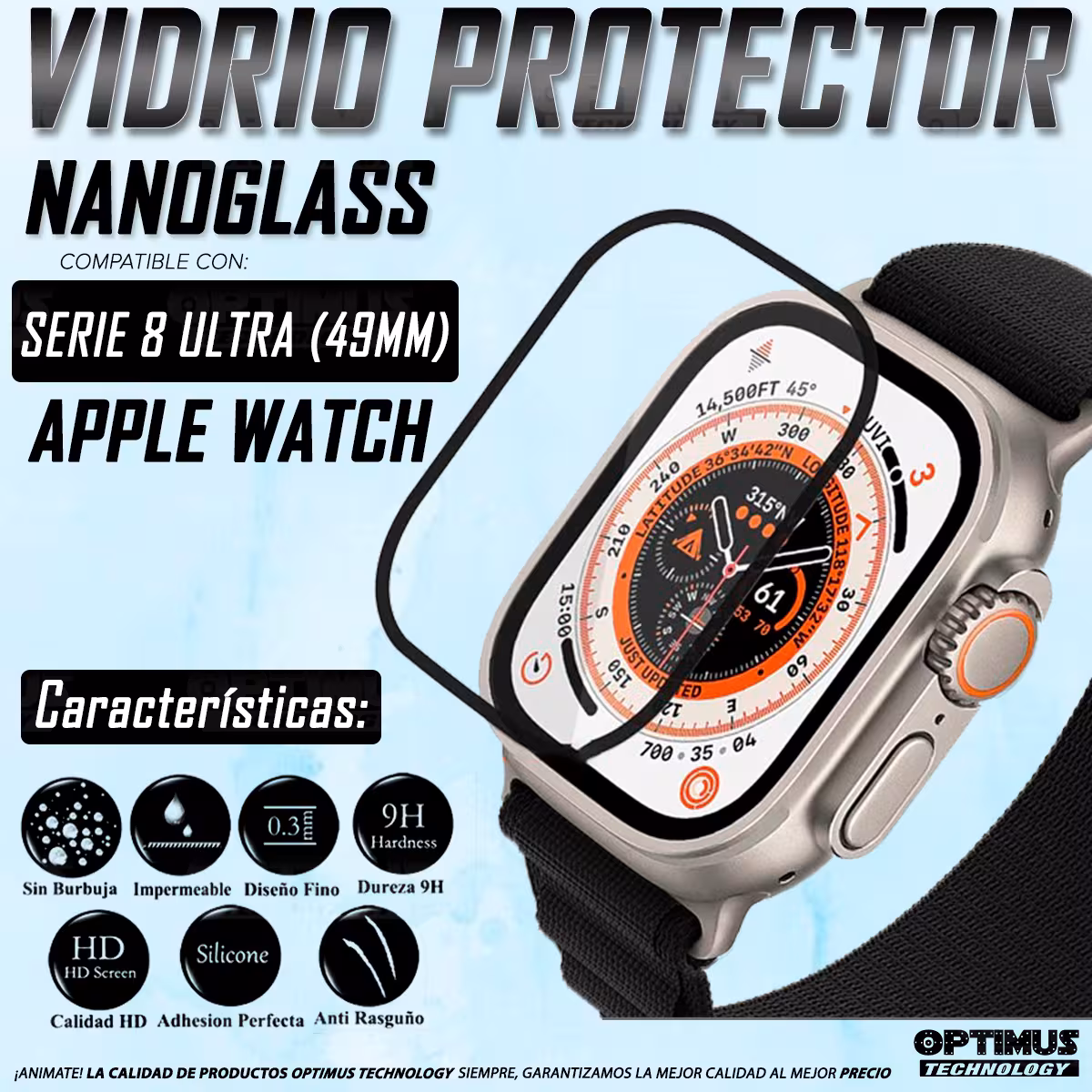 Vidrio Pantalla Protector Cerámico Para Reloj Apple Watch Serie 8 Ultra