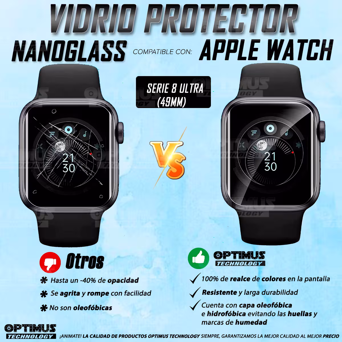 Vidrio Pantalla Protector Cerámico Para Reloj Apple Watch Serie 8 Ultra