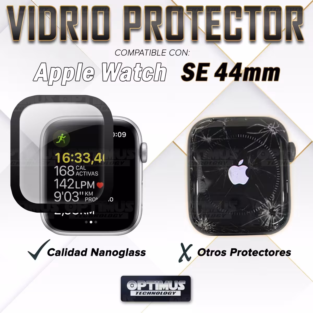 Vidrio Templado Cerámico Nanoglass Para Reloj Smartwatch Apple Watch Serie 8 SE 44mm