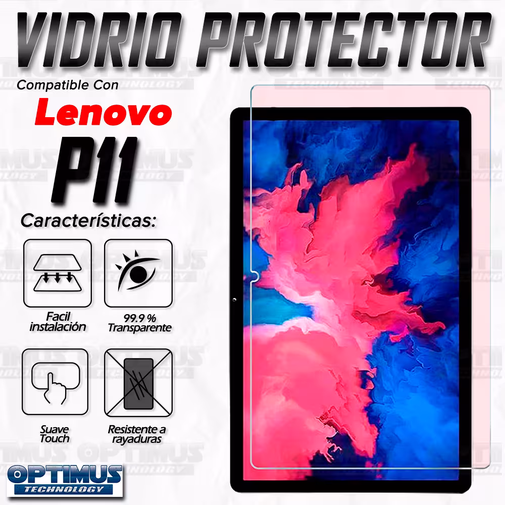 Combo Vidrio templado y Estuche Protector de goma antigolpes con soporte Tablet Lenovo P11 Tb-J606F de 11" Pulgadas