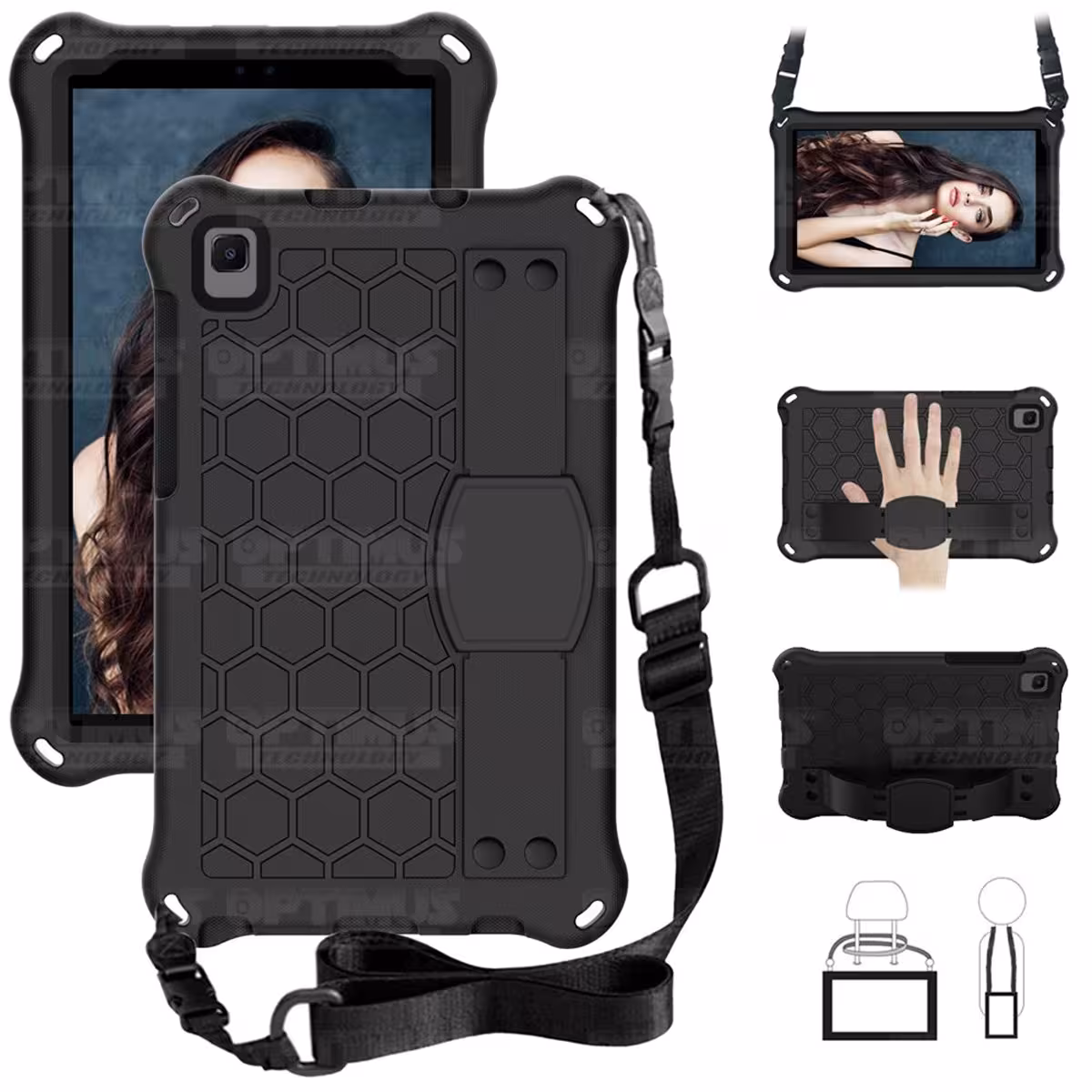 Estuche Protector con Correa Desmontable Tablet Samsung Galaxy Tab A7 Lite 8.7 2021 T220 - T225 Anti golpes con soporte