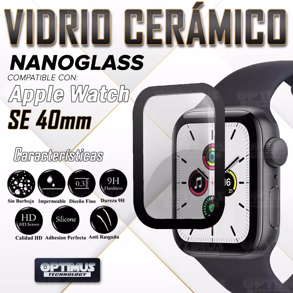 Vidrio Templado Nanoglass Para Reloj Smartwatch Apple Watch Serie 8 SE 40mm