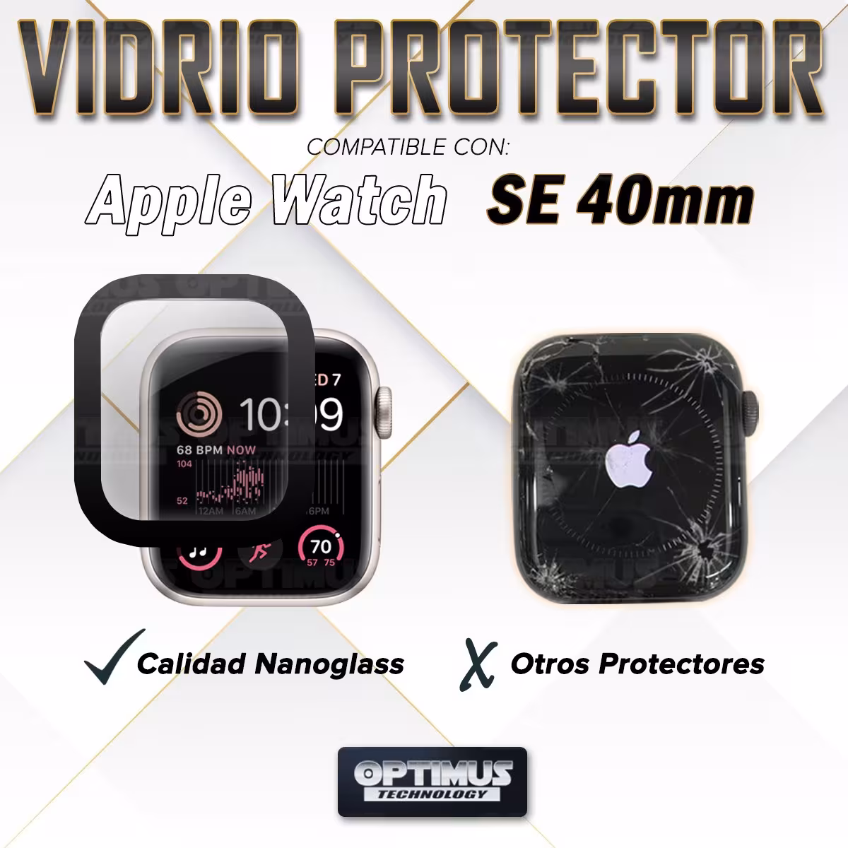 Vidrio Templado Nanoglass Para Reloj Smartwatch Apple Watch Serie 8 SE 40mm