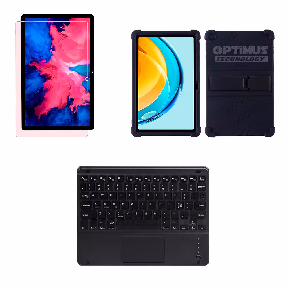 Kit Vidrio templado + Case Protector + Teclado con Mouse Touchpad Bluetooth Tablet Lenovo M10 Plus 3era Gen 10.6 2022 TB-125FU
