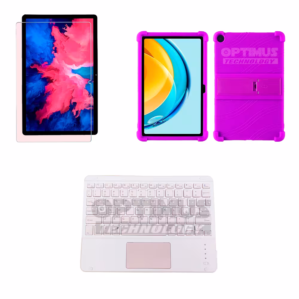 Kit Vidrio templado + Case Protector + Teclado con Mouse Touchpad Bluetooth Tablet Lenovo M10 Plus 3era Gen 10.6 2022 TB-125FU