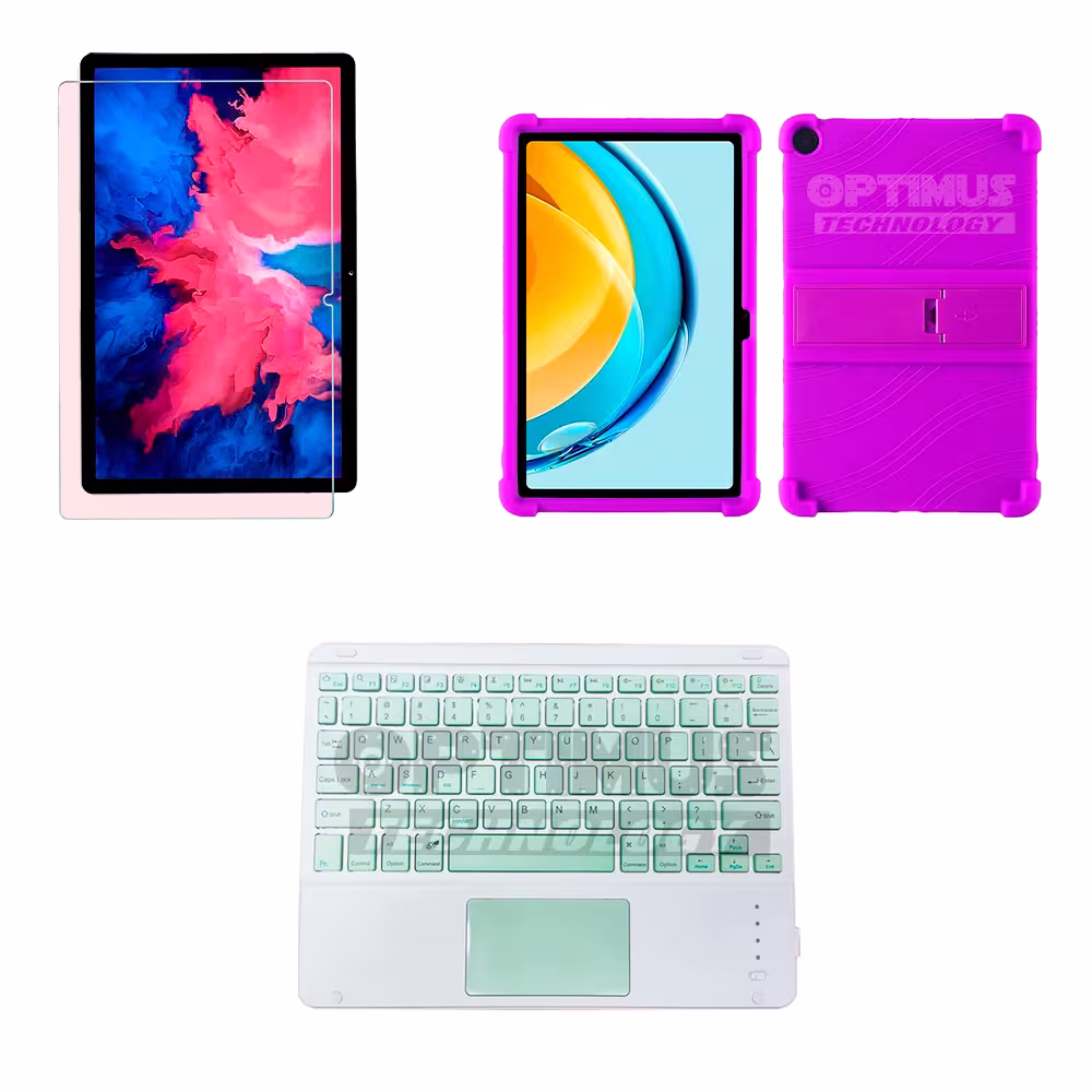 Kit Vidrio templado + Case Protector + Teclado con Mouse Touchpad Bluetooth Tablet Lenovo M10 Plus 3era Gen 10.6 2022 TB-125FU