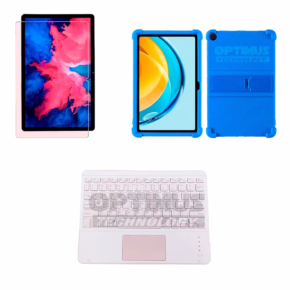 Kit Vidrio templado + Case Protector + Teclado con Mouse Touchpad Bluetooth Tablet Lenovo M10 Plus 3era Gen 10.6 2022 TB-125FU