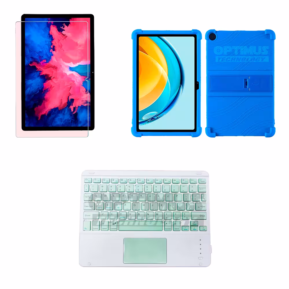 Kit Vidrio templado + Case Protector + Teclado con Mouse Touchpad Bluetooth Tablet Lenovo M10 Plus 3era Gen 10.6 2022 TB-125FU