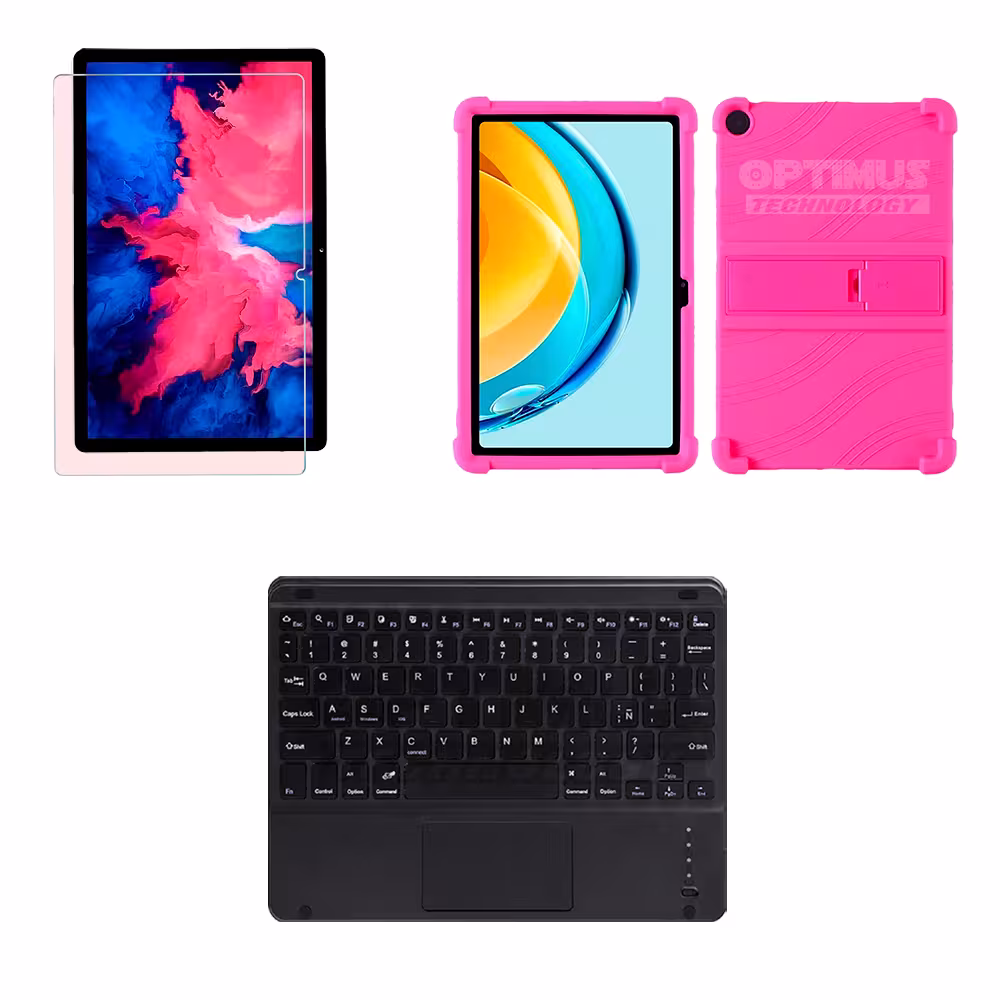 Kit Vidrio templado + Case Protector + Teclado con Mouse Touchpad Bluetooth Tablet Lenovo M10 Plus 3era Gen 10.6 2022 TB-125FU
