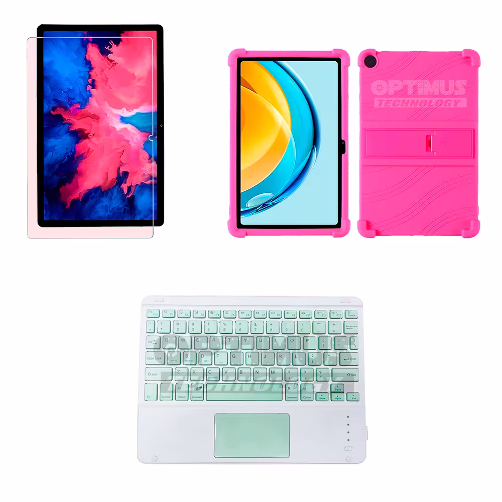 Kit Vidrio templado + Case Protector + Teclado con Mouse Touchpad Bluetooth Tablet Lenovo M10 Plus 3era Gen 10.6 2022 TB-125FU