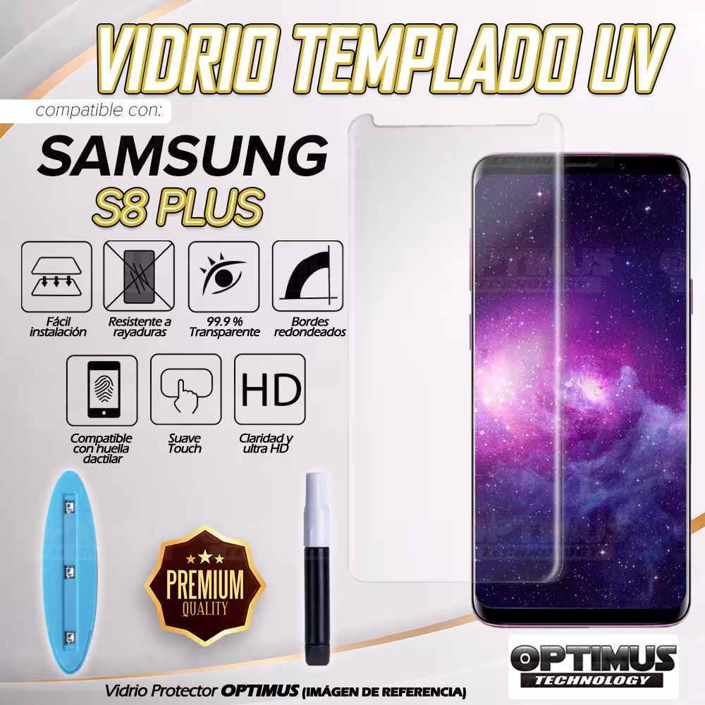 Vidrio UV Protector Templado Compatible Con Huella Samsung para Samsung Galaxy S8 Plus