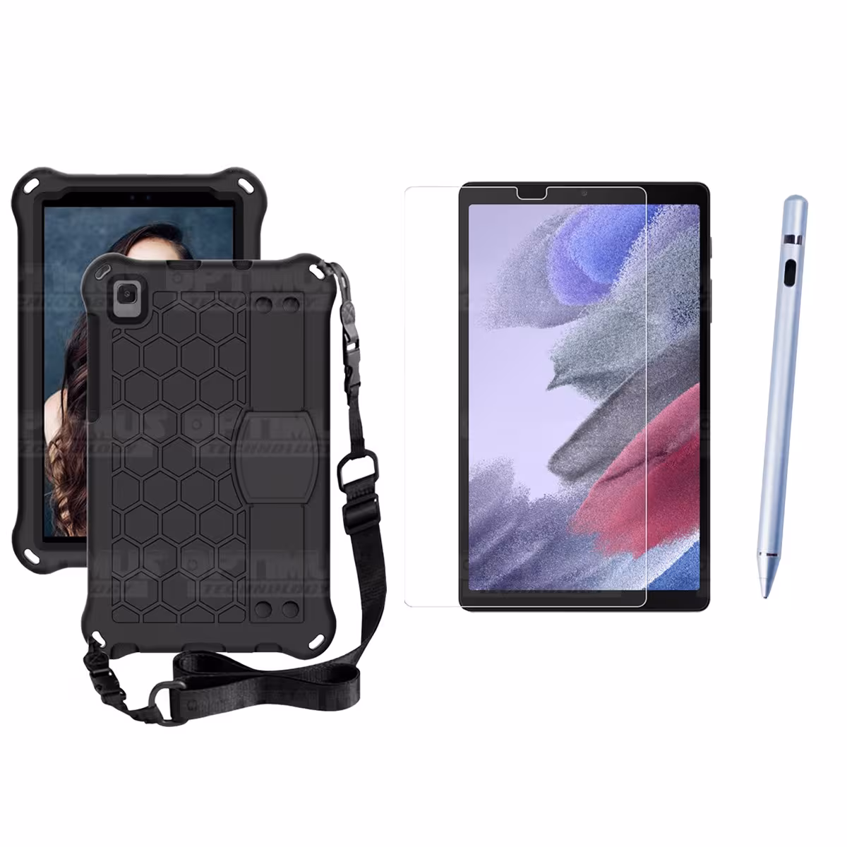 Kit Estuche Protector Correa + Vidrio Templado + Lápiz Digital para Tablet Samsung Galaxy Tab A7 Lite 8.7 2021 T220 - T225