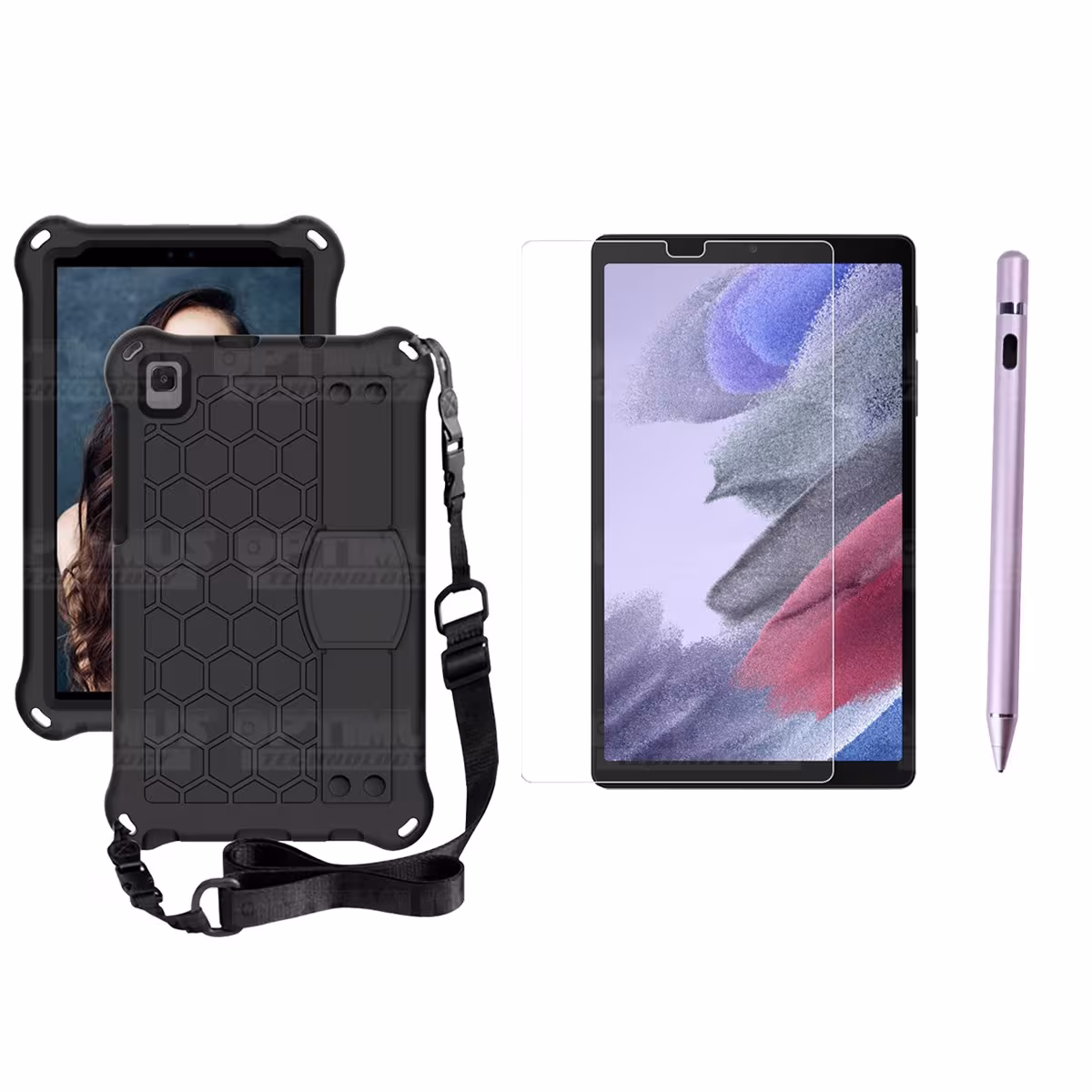 Kit Estuche Protector Correa + Vidrio Templado + Lápiz Digital para Tablet Samsung Galaxy Tab A7 Lite 8.7 2021 T220 - T225