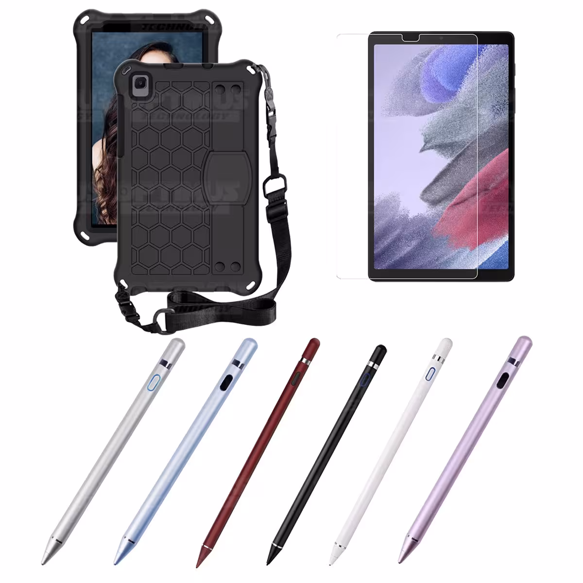 Kit Estuche Protector Correa + Vidrio Templado + Lápiz Digital para Tablet Samsung Galaxy Tab A7 Lite 8.7 2021 T220 - T225